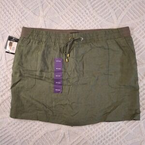 Company Ellen Tracy Womens Plus XXL Linen Skort Olive Green Drawstring Waist NWT